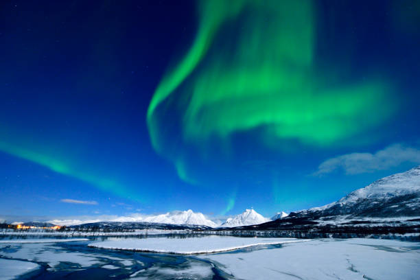 istock Green Aurora Borealis at Midnight, Iceland 1413205944