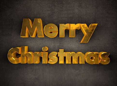 Golden Merry Christmas Text on the Wall