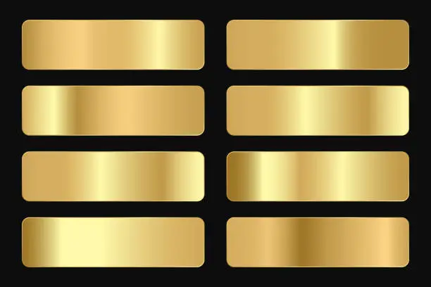 Vector illustration of Vector set of gold and bronze metal gradients.