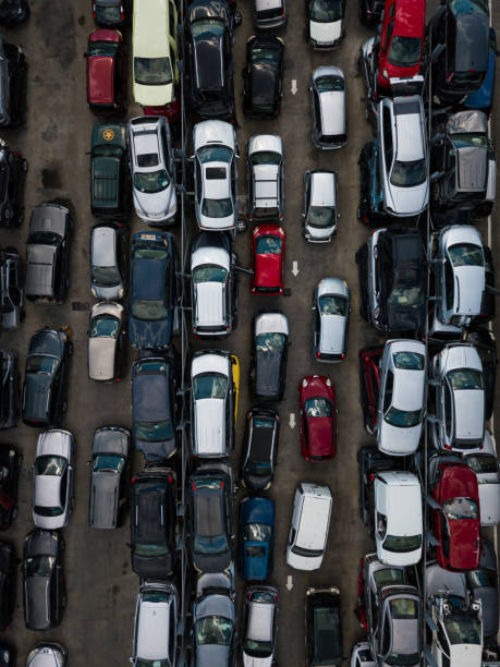 istock Junkyard car from above drove view 1413216914