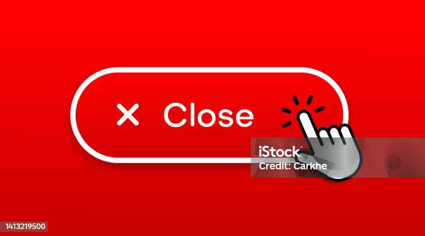 Small Closure Click Hand Mouse Cursor Click Red Shut Down Close Button Or Sign For Website ...