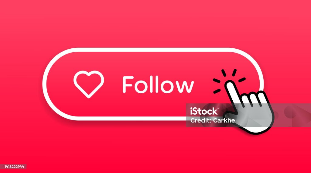 Note Follower Pointer Hand Mouse Cursor Click Pink Red Follow Button Or Sign For Website ...
