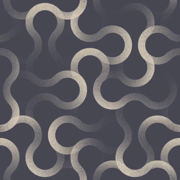 Vector illustration of Intricate Wavy Lines Stipple Seamless Pattern Vector Tangled Abstract Background