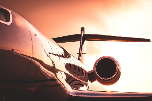 Corporate Jet at sunset