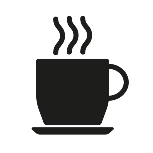 Vector illustration of Cup with hot drink line icon. Steam, tea, coffee, cafe, break, time, have a rest, green, black, brew, tasty, coffee house, caffeine, breakfast, morning. Beverage concept. Vector line icon for Business