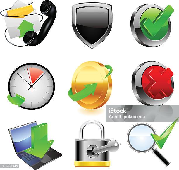 Web Icon Set Stock Illustration - Download Image Now - Arrow Symbol, Blue, Check Mark