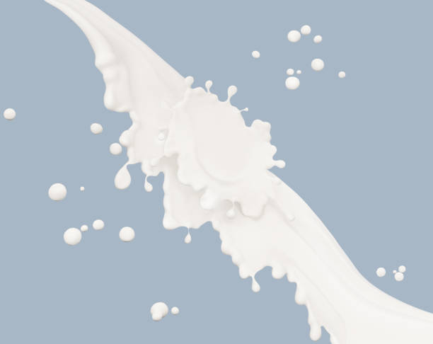 istock Milk wave or flow splash, sour cream or yogurt, dairy abstract liquid background, isolated, 3d rendering 1413235729