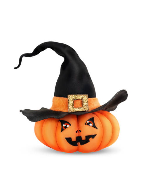 halloween pumpkin in the witch hat. isolated. - 2547 imagens e fotografias de stock