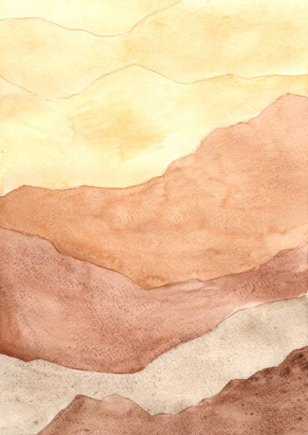 istock Brown tone color mountain hill watercolor background for decoration on historical, coffee cafe and rustic concept 1413237324
