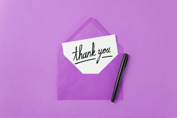istock Thank You Message and Purple Envelope 1413239411