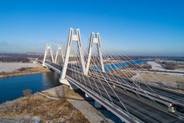 Krakow, Poland.  Macharski Double cable-stayed bridge over the Vistula river