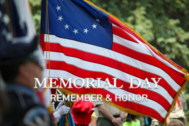 istock Memorial Day Ceremony, US Betsy Ross 13 Star Flag 1413242805