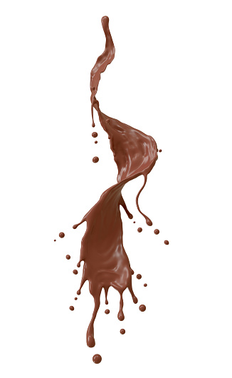 Chocolate milk liquid splash, 3d rendering with Clipping path.