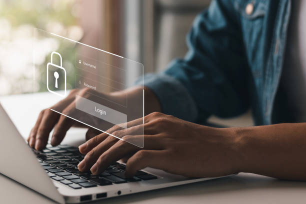 istock Concept of cyber security, user type login, and password, keeping user personal data safe, encryption, secure internet access, cyber security. 1413249375
