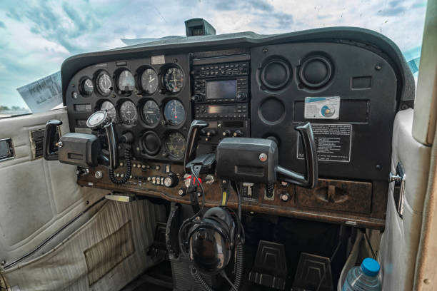 istock Cockpit of a light aircraft, just before a flight. 1413249459