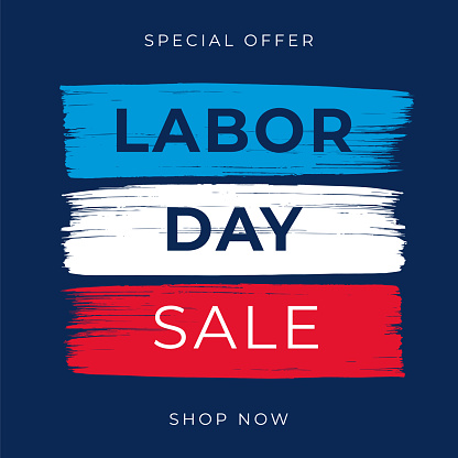 Labor Day Sale Design with Brushes. For advertising, poster, banners, leaflets, card, flyers and background. Vector illustration. Stock illustration