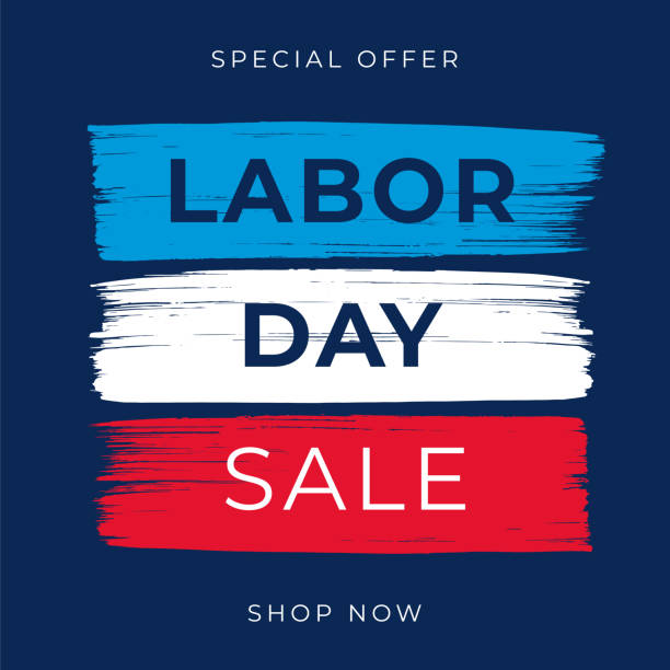 Labor Day Sale Design with Brushes. vector art illustration