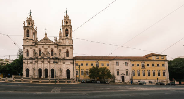 Lisboa , Portugal; 06 August 2022: General view of the Basilica da Estrela.\nOrnate, Baroque, 18th-century church with twin bell towers, housing Queen Maria I's tomb.