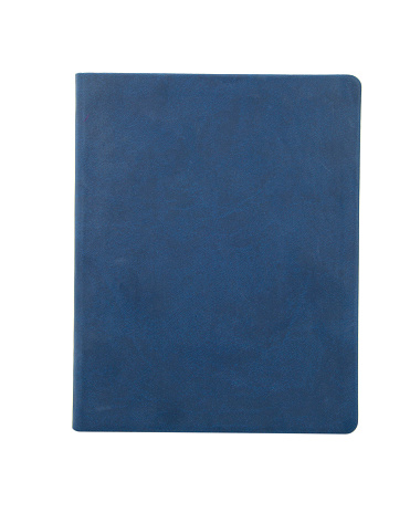 Leather blue notebook planner isolated on the white background