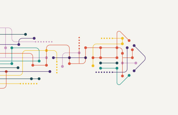 抽象的な矢印の方向。技術の背景。高速。ハイテク - connection点のイラスト素材／クリップアート素材／マンガ素材／アイコン素材