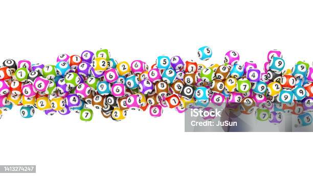 Multicolor Lottery Balls In White Background Stock Photo - Download Image Now - Lottery, Lottery Balls, Bowl
