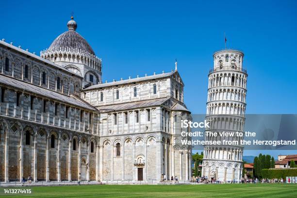 Leaning Tower Of Pisa With Santa Maria Assunta Stock Photo - Download Image Now - Pisa, Tower, Leaning Tower of Pisa