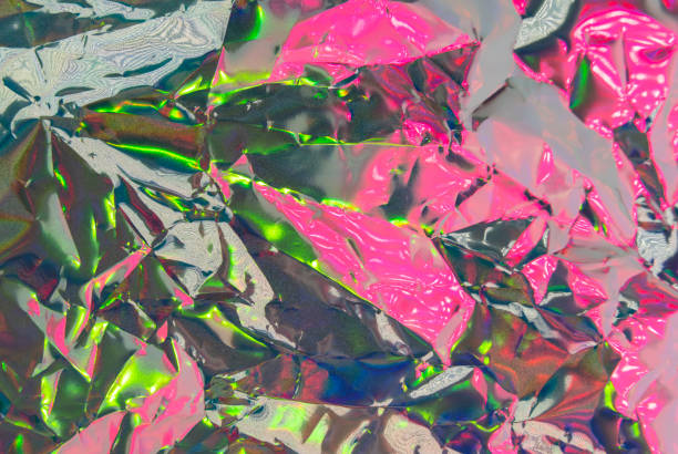 istock Holographic plastic wrinkled film with contrast light reflections 1413275682