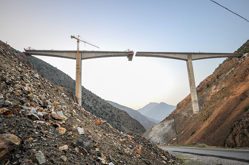 Concrete bridge built over Deriner Dam in Artvin