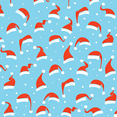 istock Santa Claus hats seamless winter pattern 1413280319
