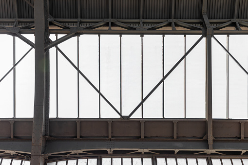 Skylight in an old train station, roof background