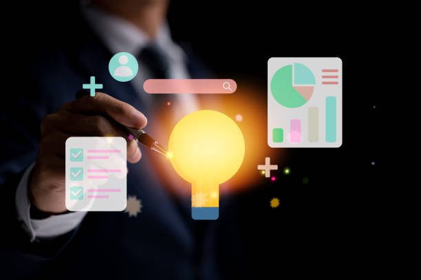 istock Online marketing, financial report charts, and data analysis. Businessman with a data chart and idea. 1413283683
