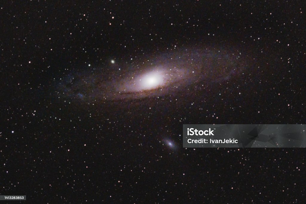 Andromeda galaxy M31 Andromeda galaxy captured by Canon 90D DSLR and Samyang 135mm f2.0 lens. Galaxy Stock Photo