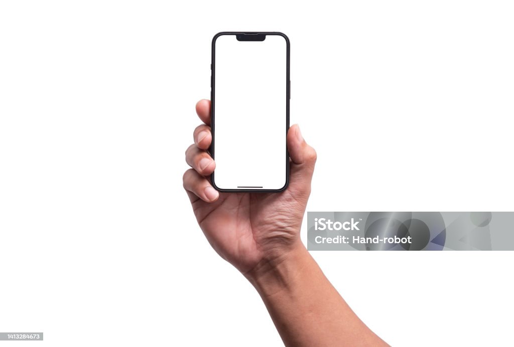 Smartphone with blank screen Smartphone with blank screen. Holding Stock Photo
