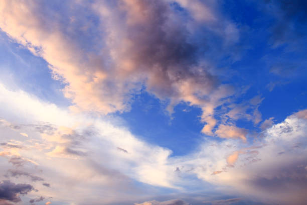 Beautiful blue sky with colorful clouds stock photo