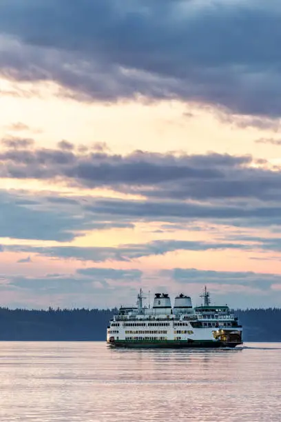 Mukilteo to Clinton Ferry at Sunset