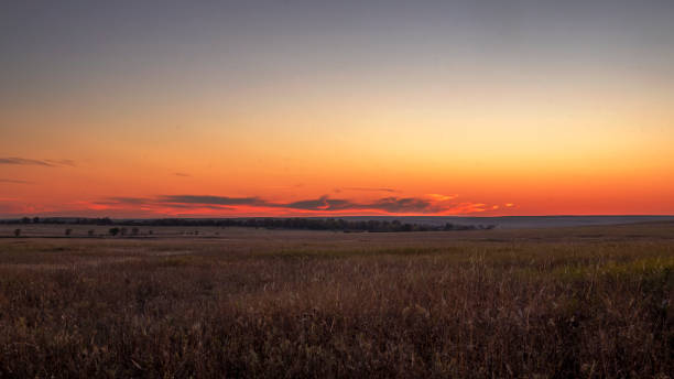 Sunset on the Prairie stock photo