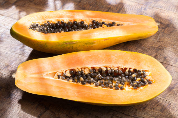 istock Papaya fruit on the table, top view 1413287096
