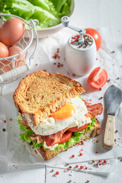 istock Fresh and healthy toasted sandwich as classical breakfast. 1413295380