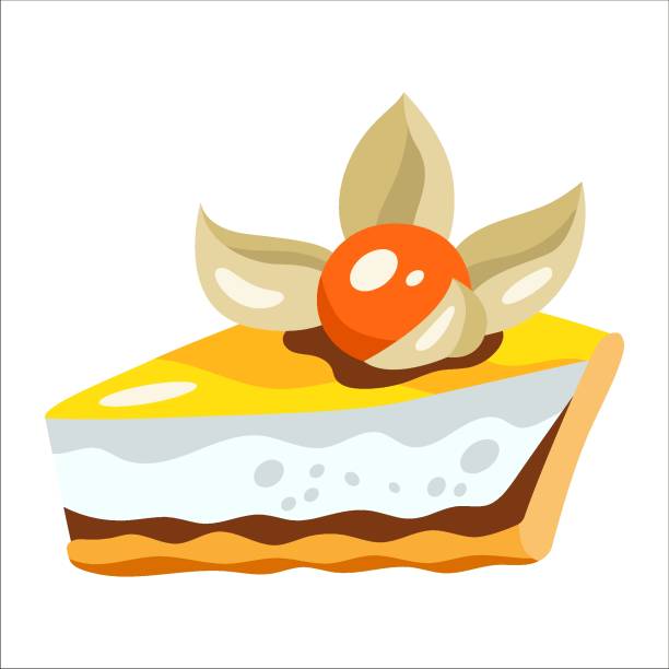 Vector illustration of a cheesecake with physalis vector art illustration