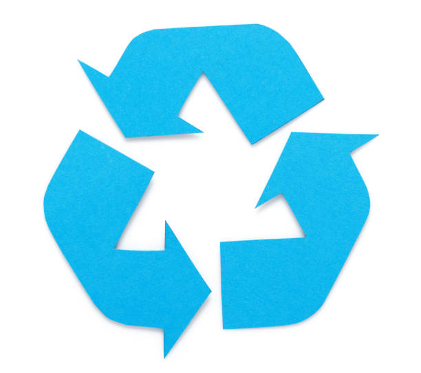 istock Recycle symbol cardboard paper isolated on white background texture. Recycling concept 1413300959