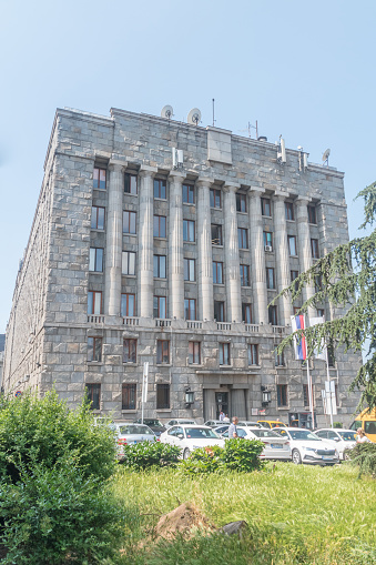 Belgrade, Serbia - June 7, 2022: Building of Central Post Office of Serbia.