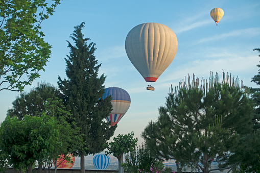 Hot Air Balloons Flying in Albuquerque, New Mexico.