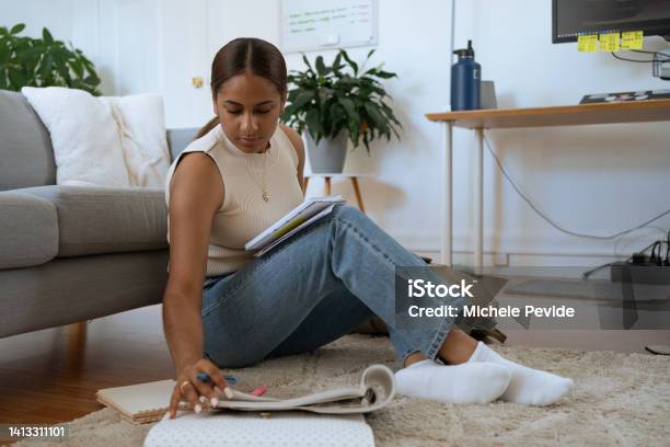 Young Black Woman Studying At Home Stock Photo - Download Image Now - Student Debt, 20-24 Years, Adult