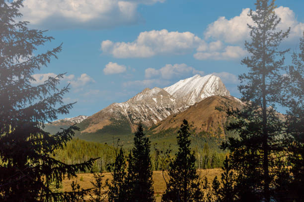 Views from the roadside of the mountain during a drive through the park. Peter Lougheed Provincial Park