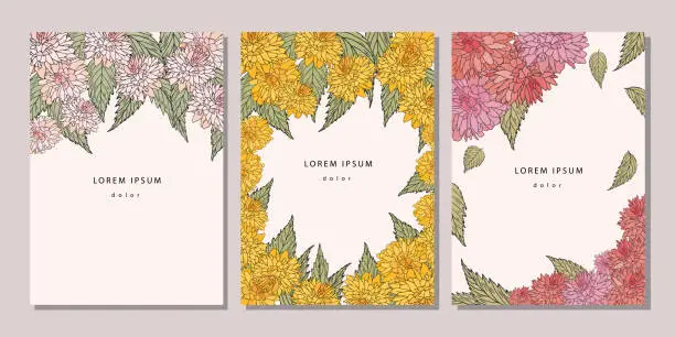 Vector illustration of Set of floral templates