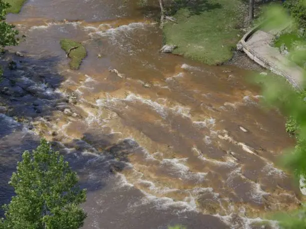 Photo of River flooding with muddy water after the rains, aerial shot