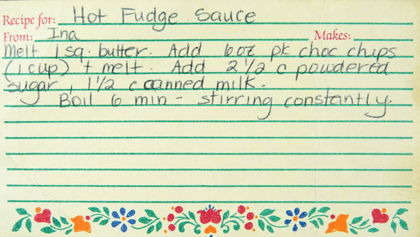 istock Old worn and stained recipe card 1413317232
