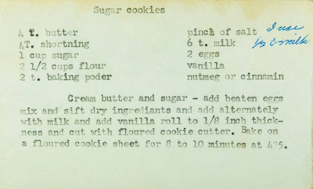 istock Old worn and stained recipe card 1413317233