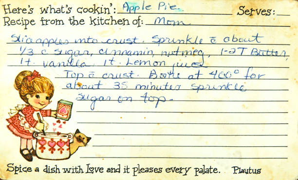 istock Old worn and stained recipe card 1413317237