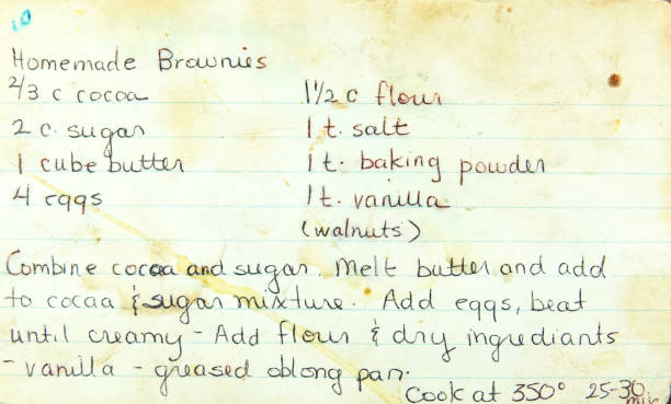 istock Old worn and stained recipe card 1413317240